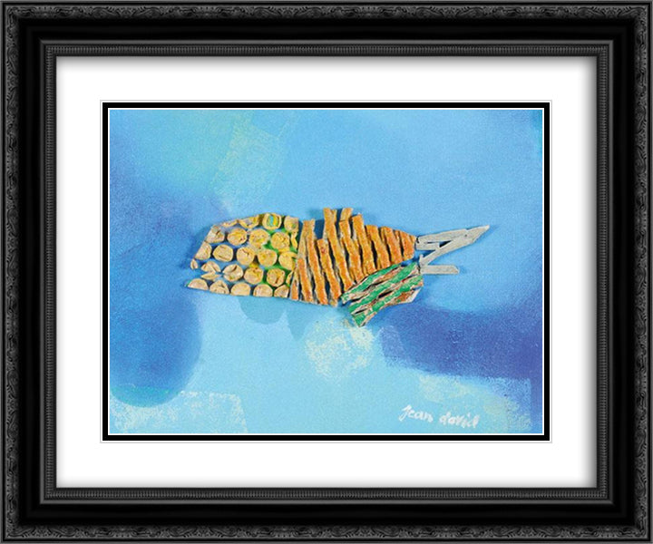 Fish 24x20 Black Ornate Wood Framed Art Print Poster with Double Matting by Jean David