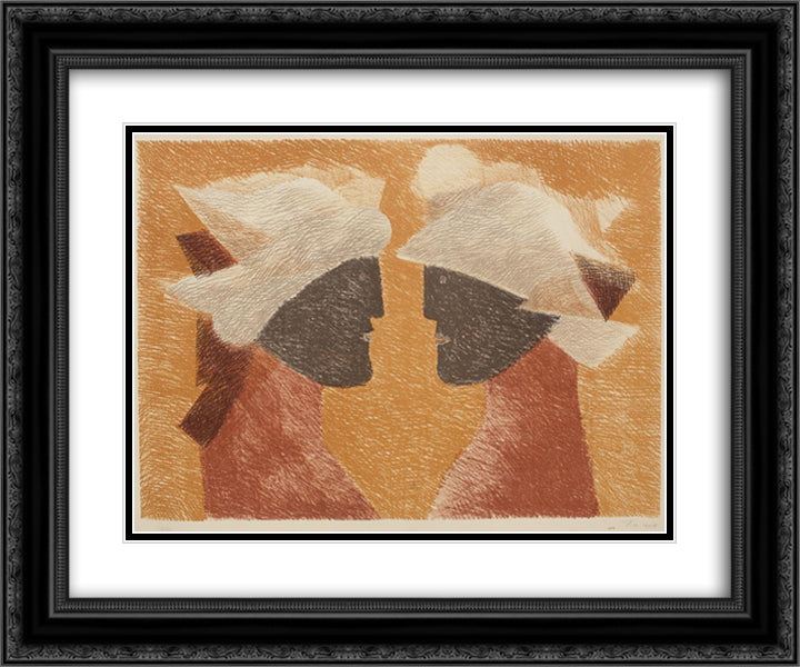 Greek Story 24x20 Black Ornate Wood Framed Art Print Poster with Double Matting by Jean David