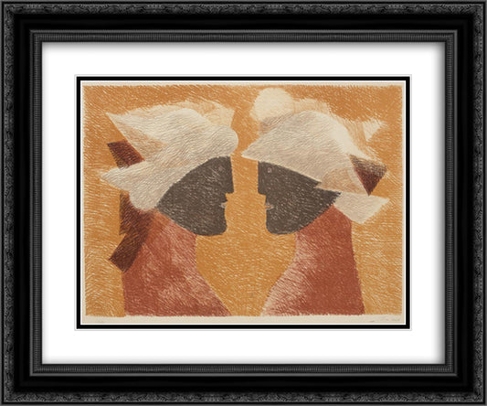 Greek Story 24x20 Black Ornate Wood Framed Art Print Poster with Double Matting by Jean David