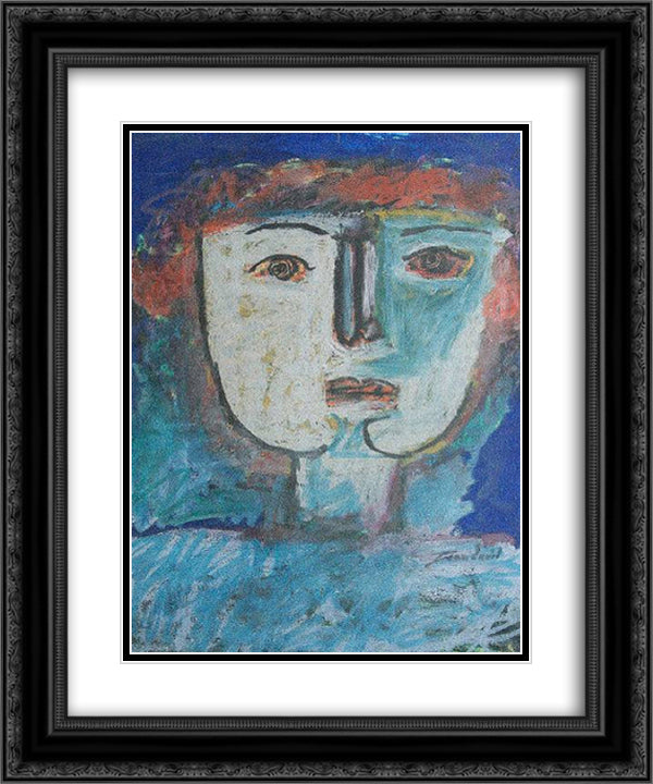 Head Portrait 20x24 Black Ornate Wood Framed Art Print Poster with Double Matting by Jean David