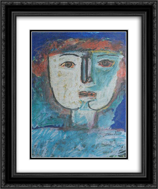 Head Portrait 20x24 Black Ornate Wood Framed Art Print Poster with Double Matting by Jean David