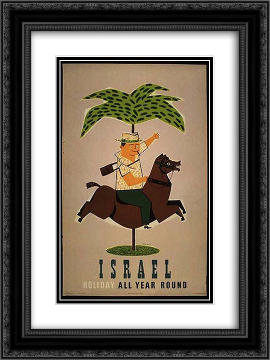 Holiday All Year Round 18x24 Black Ornate Wood Framed Art Print Poster with Double Matting by Jean David