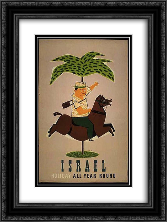 Holiday All Year Round 18x24 Black Ornate Wood Framed Art Print Poster with Double Matting by Jean David