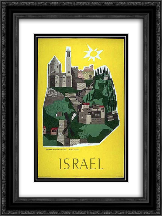 Israel 18x24 Black Ornate Wood Framed Art Print Poster with Double Matting by Jean David
