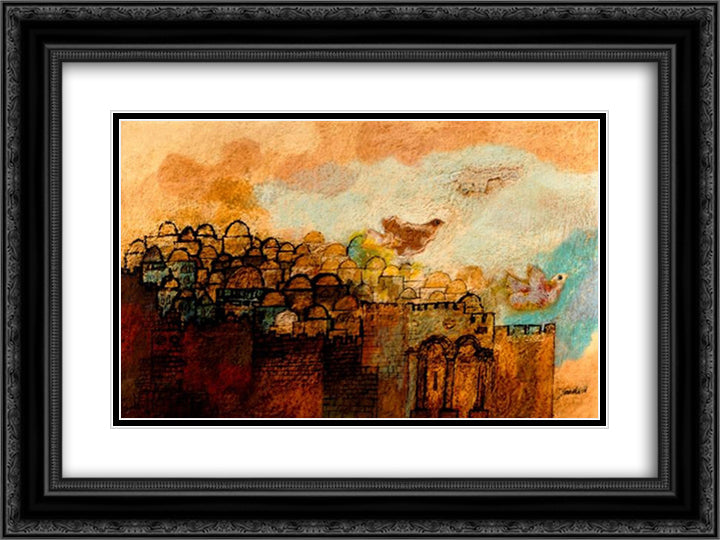 Jerusalem of Gold 24x18 Black Ornate Wood Framed Art Print Poster with Double Matting by Jean David