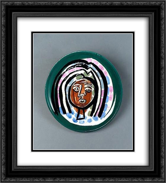Portrait of a Woman (Ceramic) 20x22 Black Ornate Wood Framed Art Print Poster with Double Matting by Jean David