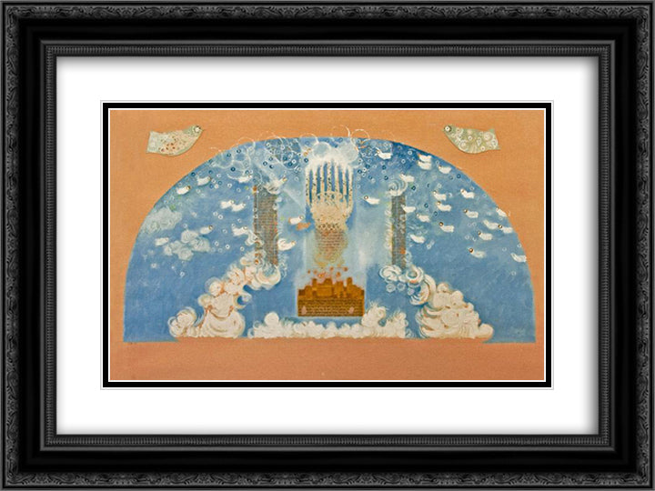 Preparation Work for Heavenly Jerusalem 24x18 Black Ornate Wood Framed Art Print Poster with Double Matting by Jean David
