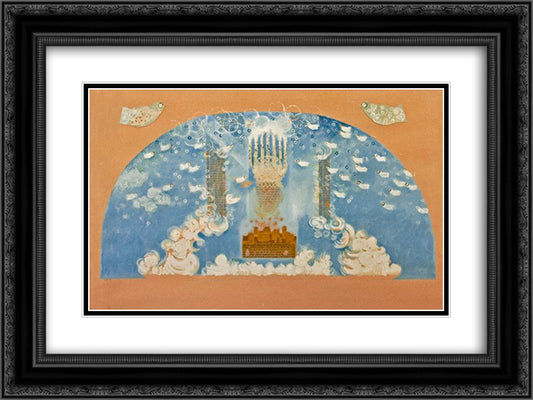 Preparation Work for Heavenly Jerusalem 24x18 Black Ornate Wood Framed Art Print Poster with Double Matting by Jean David
