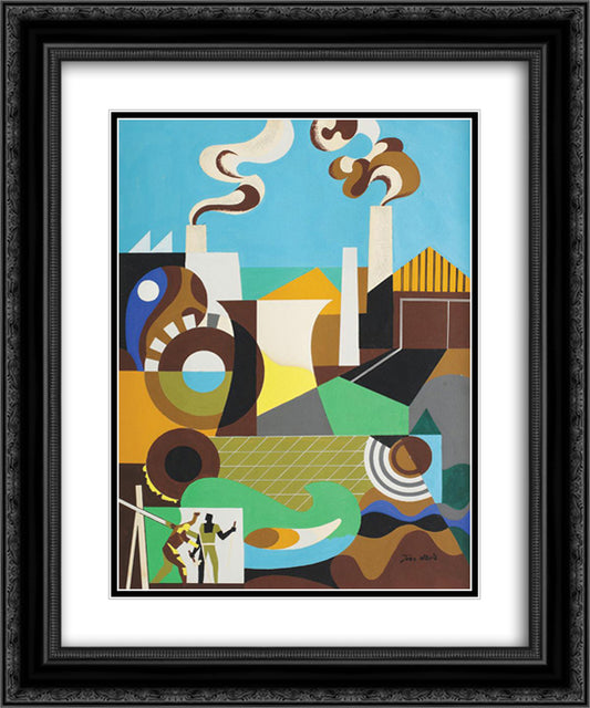 Refinery 20x24 Black Ornate Wood Framed Art Print Poster with Double Matting by Jean David