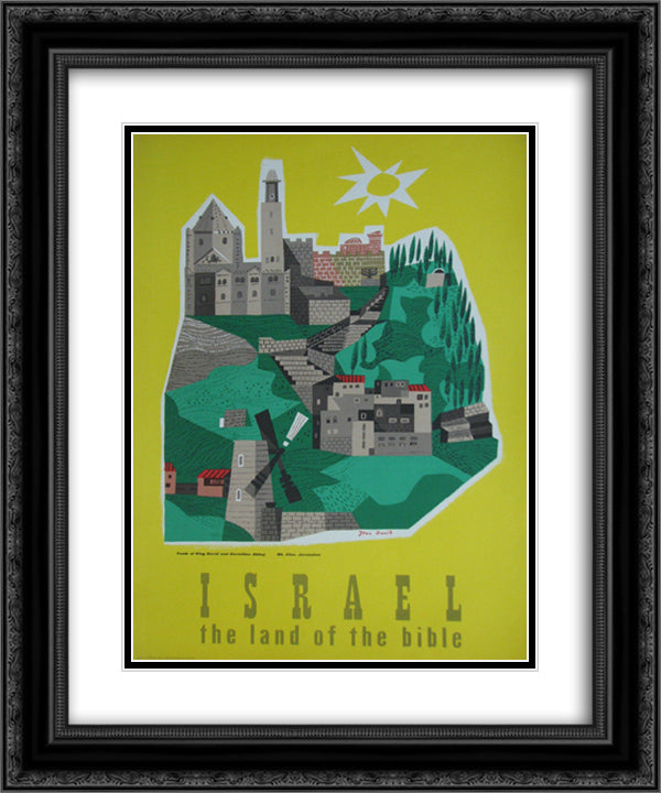 Tomb of King David and Dormition Abbay, Mt. Zion, Jerusalem 20x24 Black Ornate Wood Framed Art Print Poster with Double Matting by Jean David