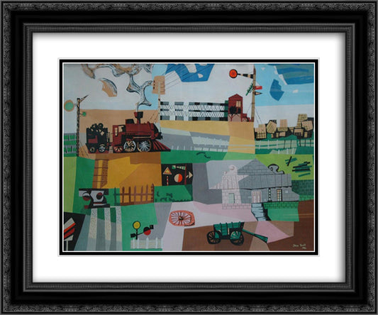 Untitled (Railroad) 24x20 Black Ornate Wood Framed Art Print Poster with Double Matting by Jean David