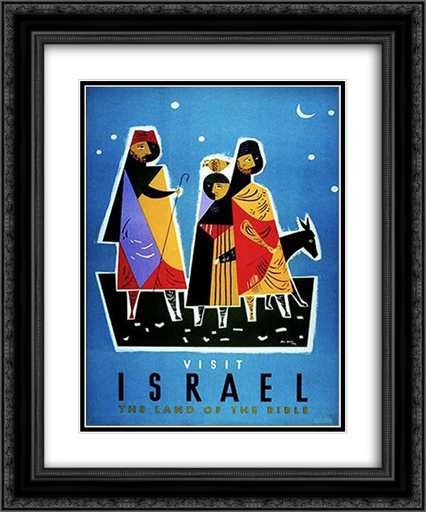 Visit Israel 20x24 Black Ornate Wood Framed Art Print Poster with Double Matting by Jean David