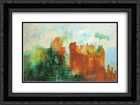 Walls of Jerusalem 24x18 Black Ornate Wood Framed Art Print Poster with Double Matting by Jean David