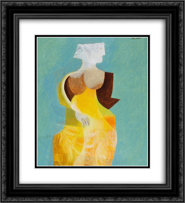 Woman 20x22 Black Ornate Wood Framed Art Print Poster with Double Matting by Jean David