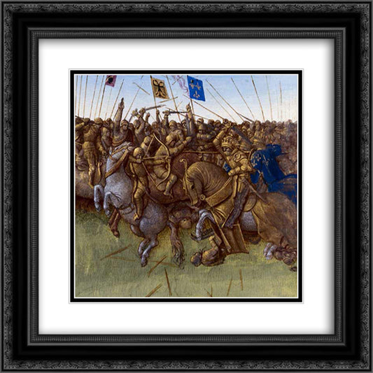 A re-imagination of Louis III and Carloman's 879 victory over the vikings 20x20 Black Ornate Wood Framed Art Print Poster with Double Matting by Fouquet, Jean