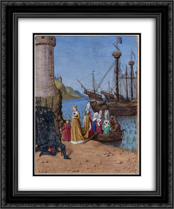 Back in England Isabella of France 20x24 Black Ornate Wood Framed Art Print Poster with Double Matting by Fouquet, Jean