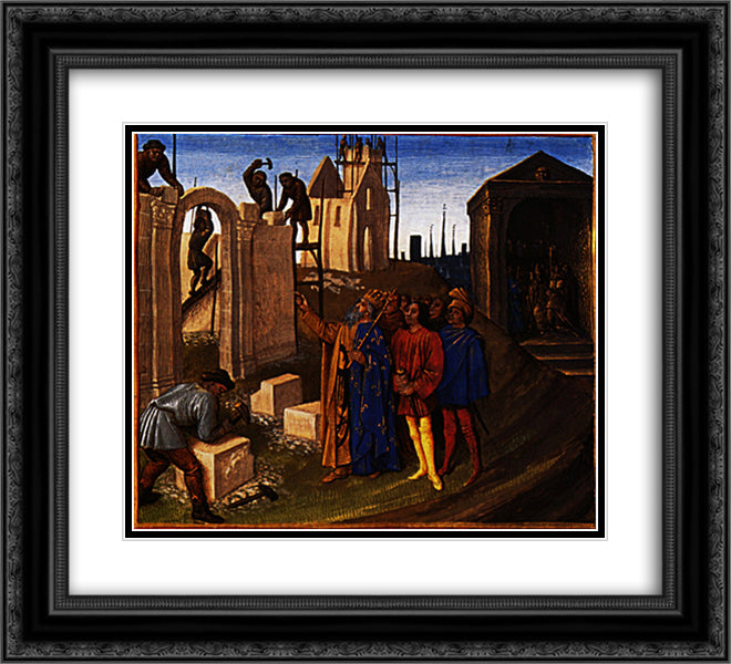 Charlemagne Builder 22x20 Black Ornate Wood Framed Art Print Poster with Double Matting by Fouquet, Jean