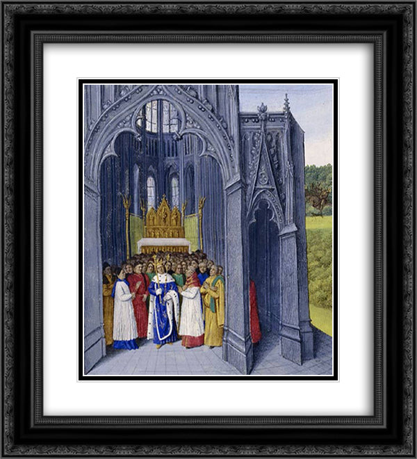 Clovis II 20x22 Black Ornate Wood Framed Art Print Poster with Double Matting by Fouquet, Jean