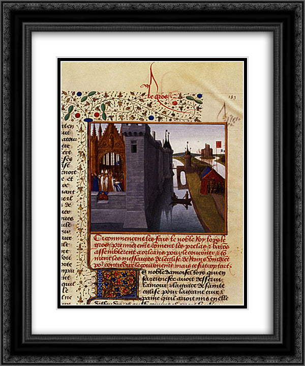 Coronation of Louis VI 20x24 Black Ornate Wood Framed Art Print Poster with Double Matting by Fouquet, Jean
