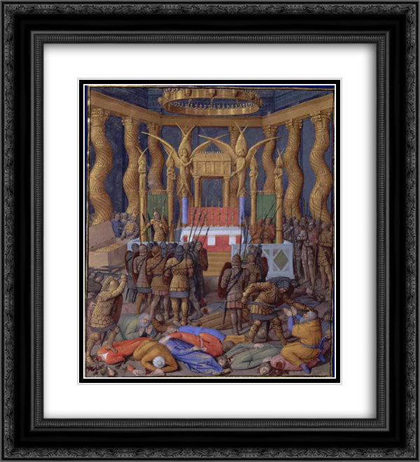 Desecration of the Temple of Jerusalem in 63 BC by Pompey and his soldiers 20x22 Black Ornate Wood Framed Art Print Poster with Double Matting by Fouquet, Jean