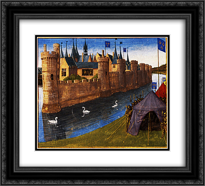 Division of the kingdom of Clotaire 22x20 Black Ornate Wood Framed Art Print Poster with Double Matting by Fouquet, Jean