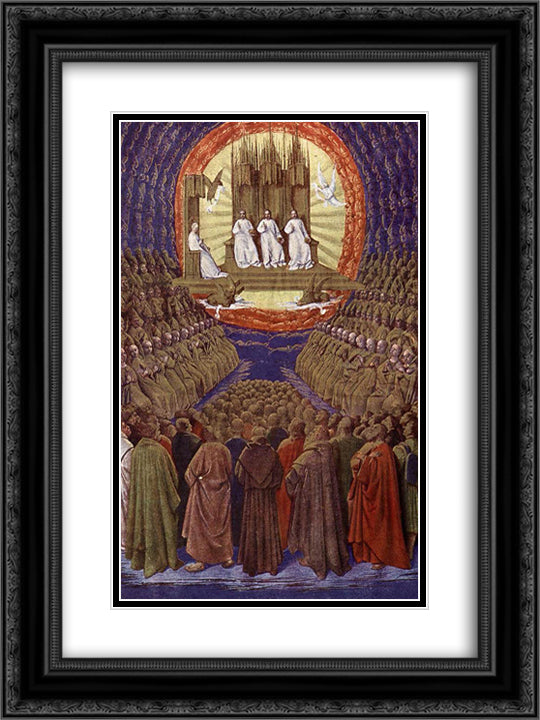 Enthronement of the Virgin or, The Trinity in its Glory 18x24 Black Ornate Wood Framed Art Print Poster with Double Matting by Fouquet, Jean