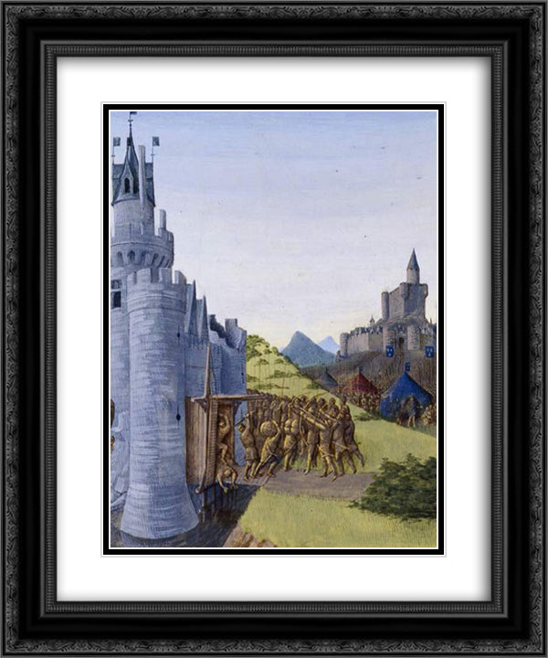 Guerre entre Girard de Cazaubon et le comte de Foix. Reddition de Roger Bernard III 20x24 Black Ornate Wood Framed Art Print Poster with Double Matting by Fouquet, Jean