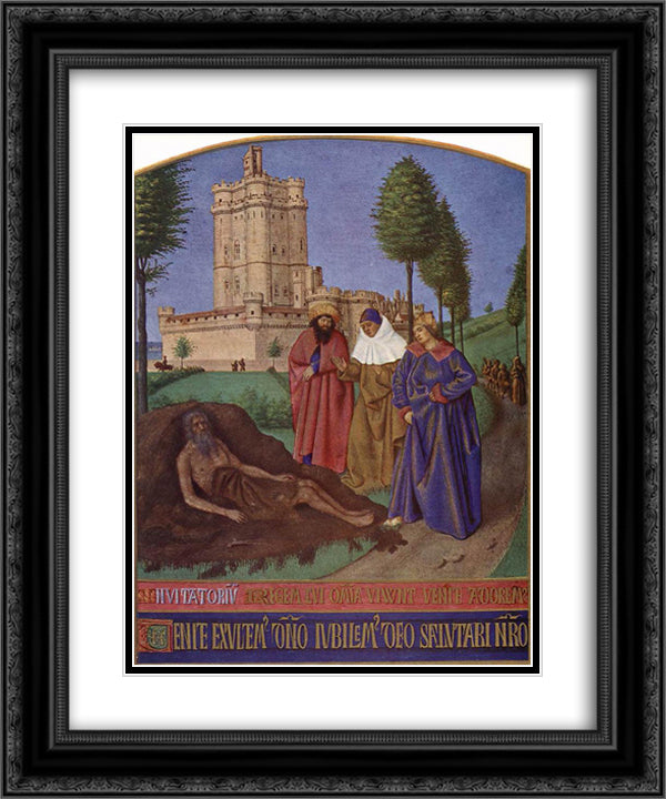 Job and his False Comforters 20x24 Black Ornate Wood Framed Art Print Poster with Double Matting by Fouquet, Jean