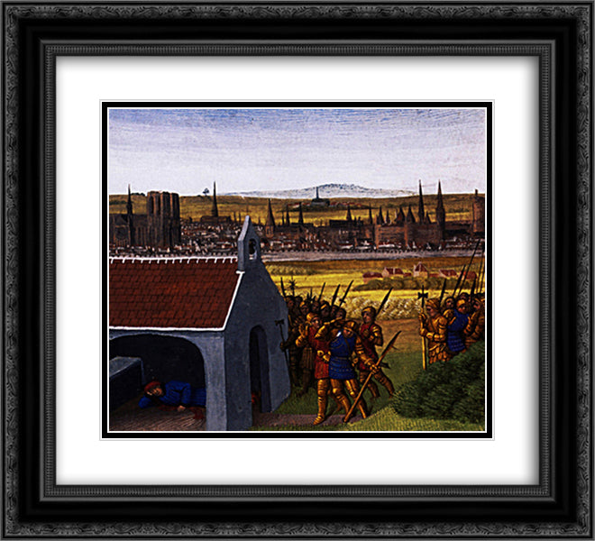 King Clothar II (584-629) cannot bring back his son Dagobert I (605-39) to Paris 22x20 Black Ornate Wood Framed Art Print Poster with Double Matting by Fouquet, Jean