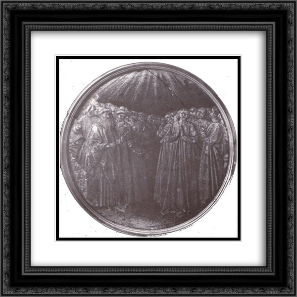 Medallion 20x20 Black Ornate Wood Framed Art Print Poster with Double Matting by Fouquet, Jean