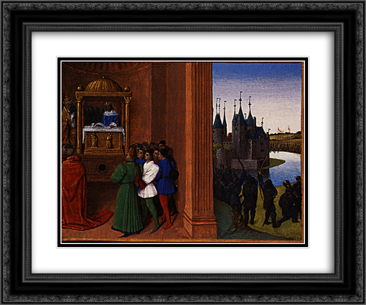 Robert the Pious Files an Antiphon 24x20 Black Ornate Wood Framed Art Print Poster with Double Matting by Fouquet, Jean