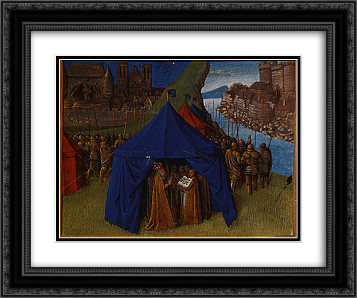 St. Jacques appears to Charlemagne 24x20 Black Ornate Wood Framed Art Print Poster with Double Matting by Fouquet, Jean