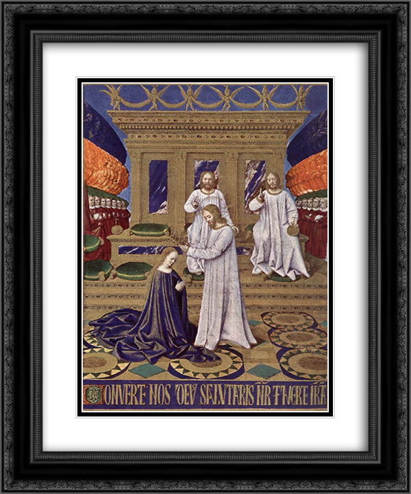The Coronation of the Virgin 20x24 Black Ornate Wood Framed Art Print Poster with Double Matting by Fouquet, Jean