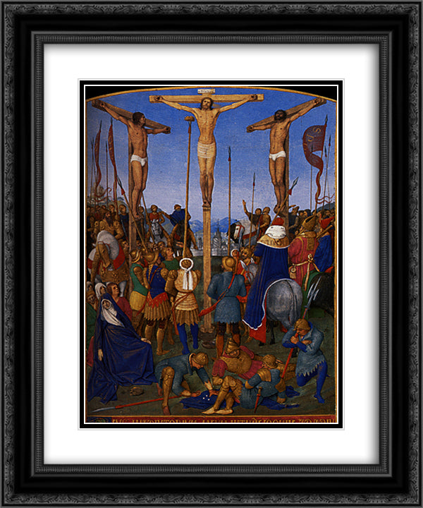 The Crucifixion 20x24 Black Ornate Wood Framed Art Print Poster with Double Matting by Fouquet, Jean