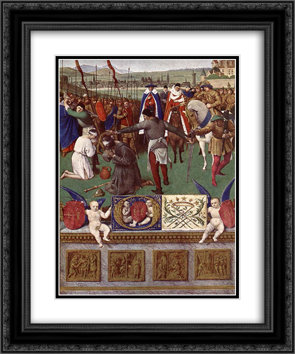 The Martyrdom of St. James the Great 20x24 Black Ornate Wood Framed Art Print Poster with Double Matting by Fouquet, Jean