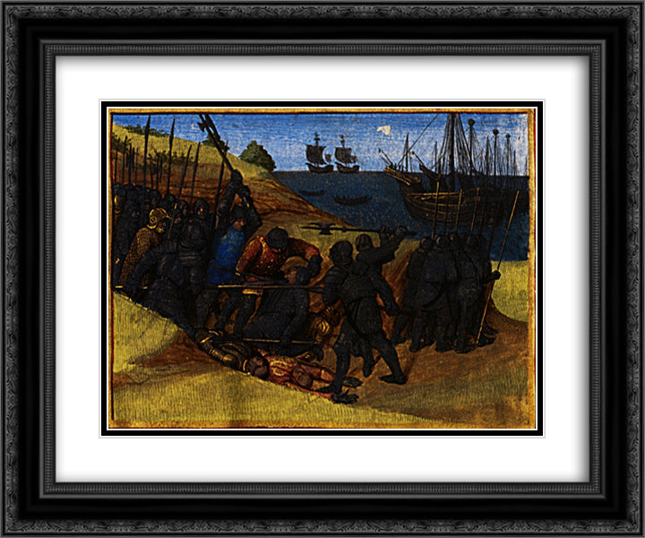 Theodoric victory over the Danes 24x20 Black Ornate Wood Framed Art Print Poster with Double Matting by Fouquet, Jean