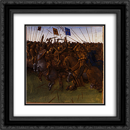 Victory of Louis III and Carloman on the Normans 20x20 Black Ornate Wood Framed Art Print Poster with Double Matting by Fouquet, Jean