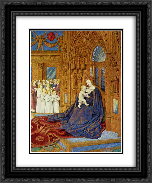 Virgin and Child 20x24 Black Ornate Wood Framed Art Print Poster with Double Matting by Fouquet, Jean