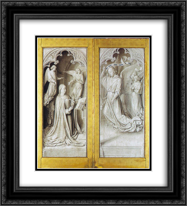 The Annunciation 20x22 Black Ornate Wood Framed Art Print Poster with Double Matting by Hey, Jean