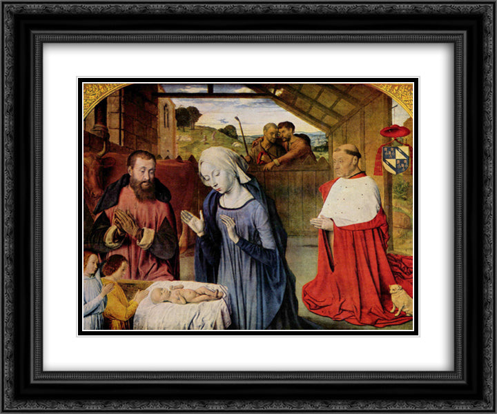 The Nativity 24x20 Black Ornate Wood Framed Art Print Poster with Double Matting by Hey, Jean