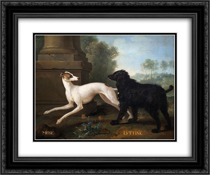 Missy and Luttine 24x20 Black Ornate Wood Framed Art Print Poster with Double Matting by Oudry, Jean Baptiste