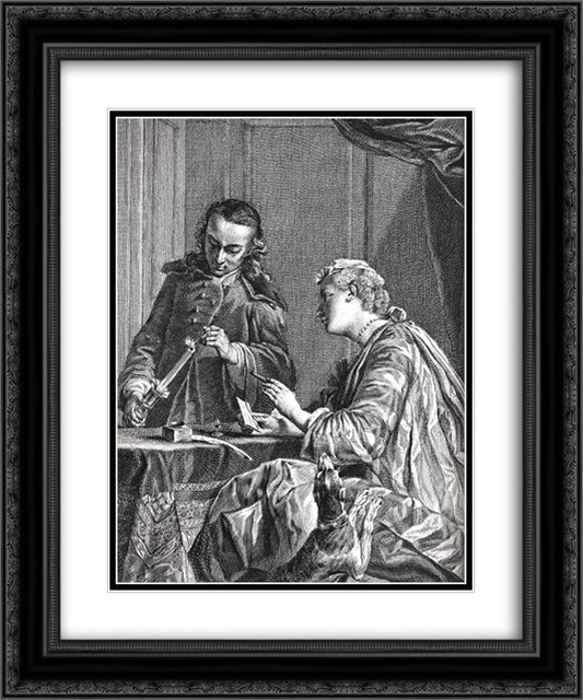 not dtected 20x24 Black Ornate Wood Framed Art Print Poster with Double Matting by Chardin, Jean Baptiste Simeon