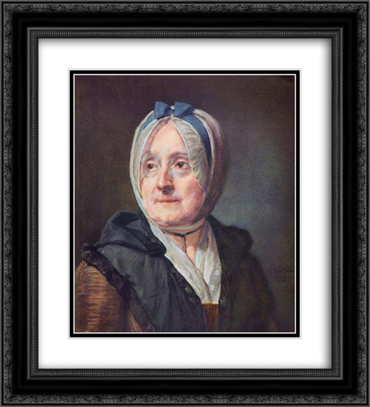 Portrait of Francoise Marguerite Pouget 20x22 Black Ornate Wood Framed Art Print Poster with Double Matting by Chardin, Jean Baptiste Simeon