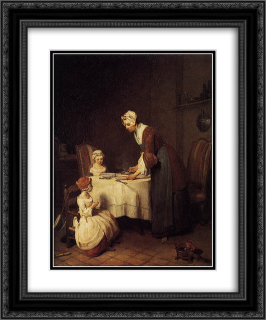 The Prayer before Meal 20x24 Black Ornate Wood Framed Art Print Poster with Double Matting by Chardin, Jean Baptiste Simeon