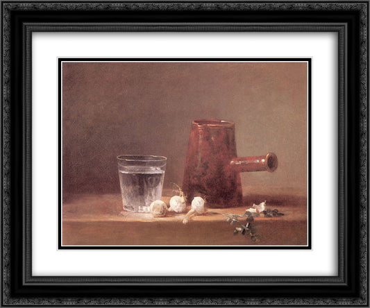 Water Glass 24x20 Black Ornate Wood Framed Art Print Poster with Double Matting by Chardin, Jean Baptiste Simeon