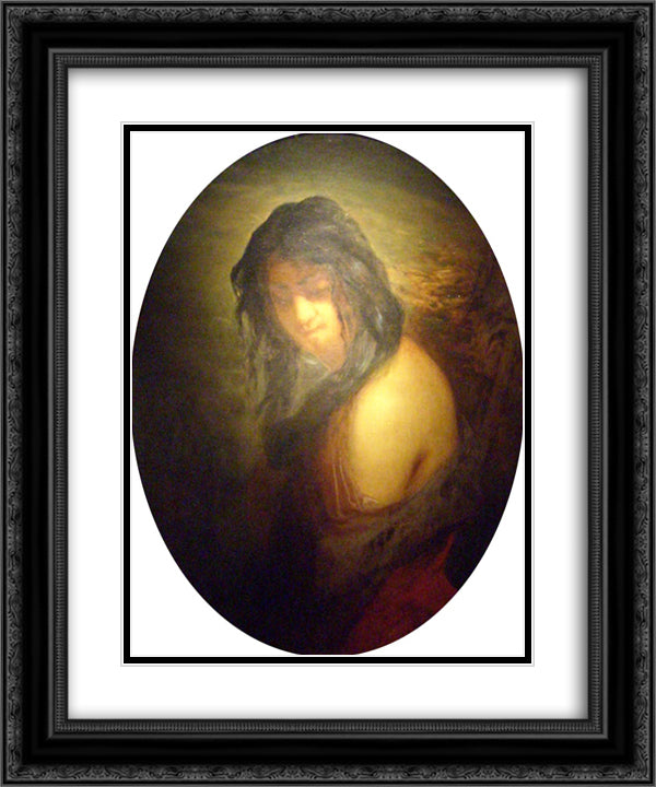 Catherine Lemaire 20x24 Black Ornate Wood Framed Art Print Poster with Double Matting by Millet, Jean Francois