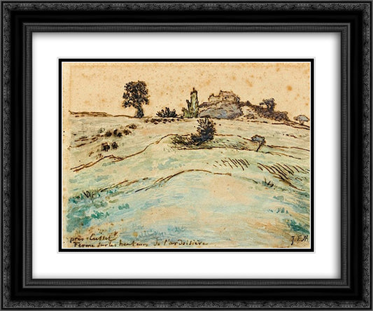 Farm on the hills of the Ardoisiere near Cusset 24x20 Black Ornate Wood Framed Art Print Poster with Double Matting by Millet, Jean Francois