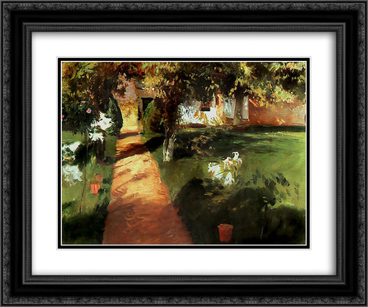 Garden 24x20 Black Ornate Wood Framed Art Print Poster with Double Matting by Millet, Jean Francois