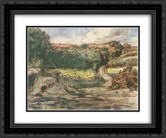 Manor farm Cousin in Greville 24x20 Black Ornate Wood Framed Art Print Poster with Double Matting by Millet, Jean Francois