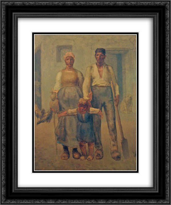 Peasant family 20x24 Black Ornate Wood Framed Art Print Poster with Double Matting by Millet, Jean Francois